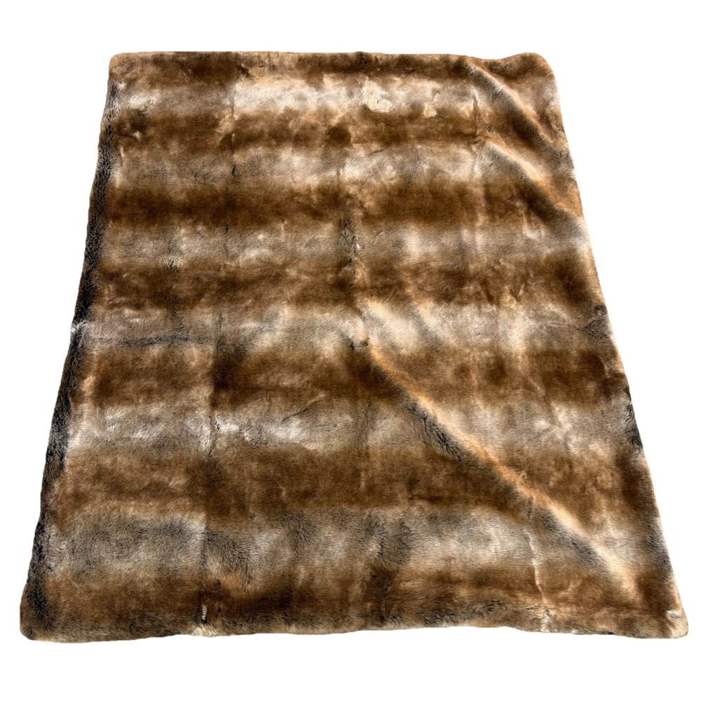 Melange Home Blanket Throw Faux Fur 4x5' Fluffy Clean Brown Cozy